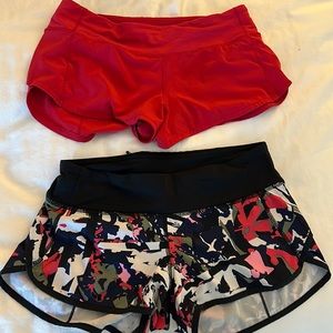 Lululemon speed up low rise shorts.